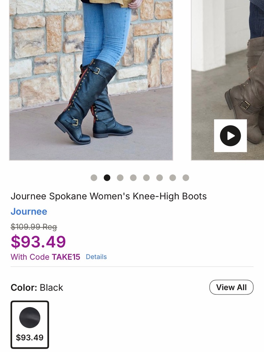 Women's Black Knee-High Riding Boots with Red Zip Accent